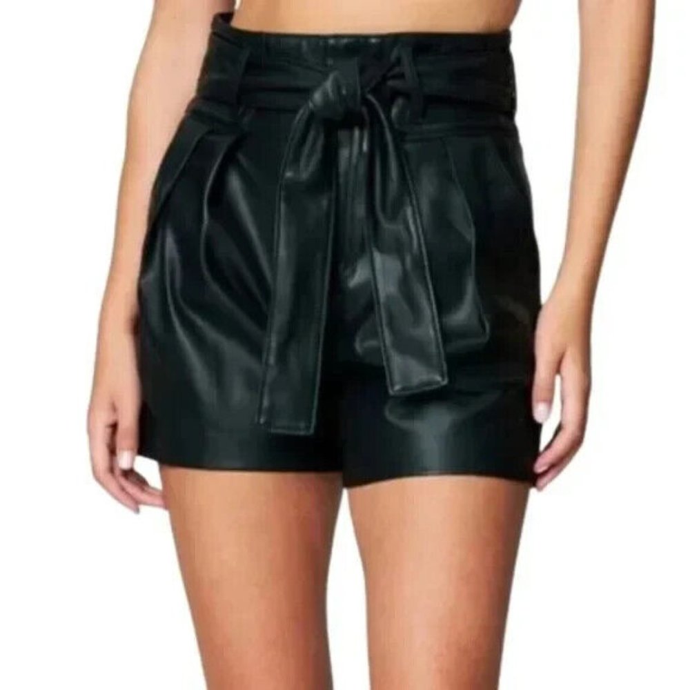 Blank NYC Suspicious Mind Shorts black belted vegan leather sz 31